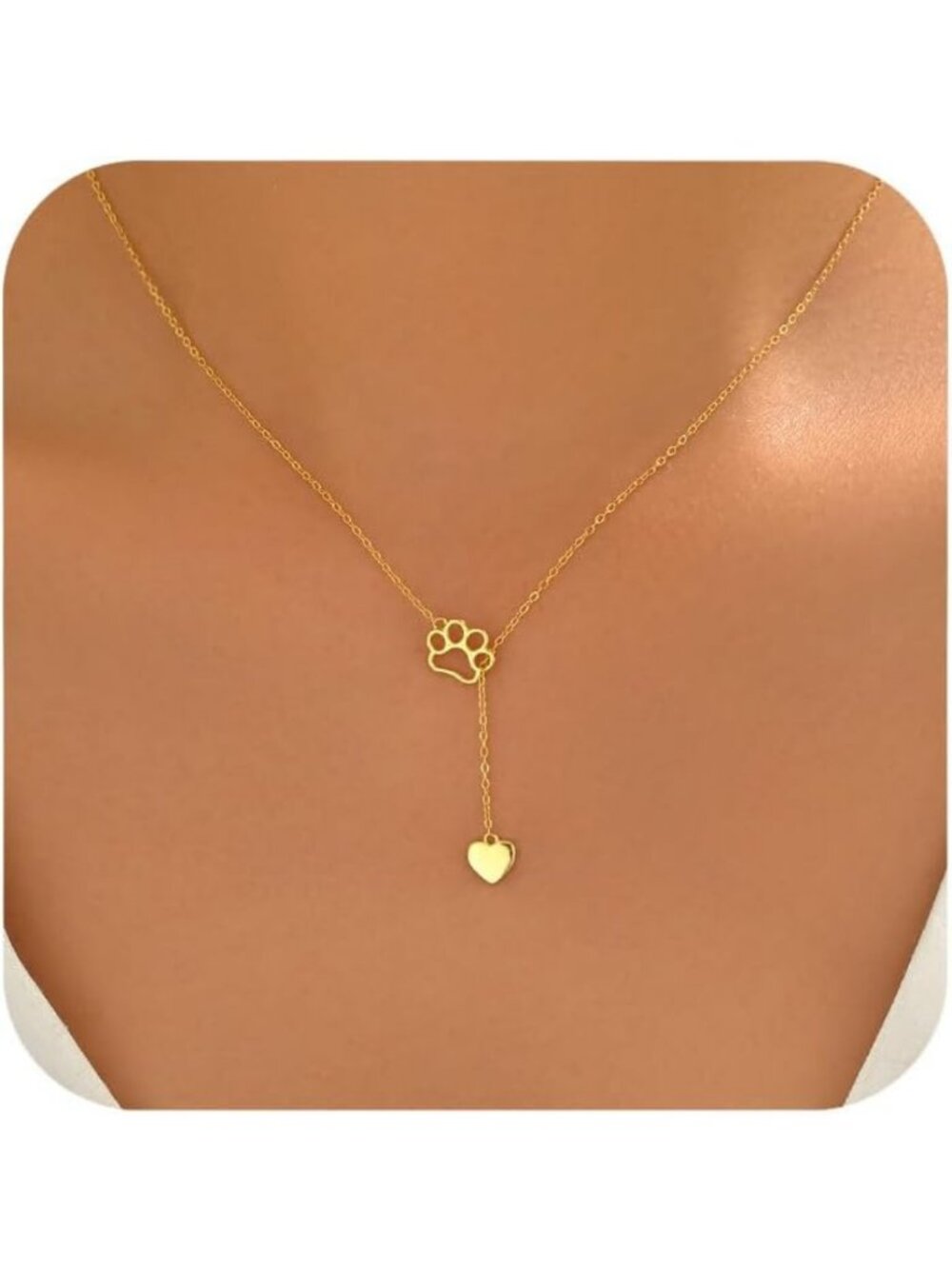 925 Sterling Silver Dog Paw Print Lariat Necklace - Perfect Gift for Pet Lovers
